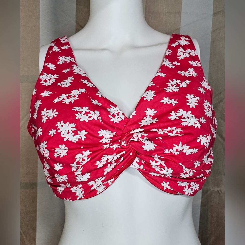 Lands' End Floral Twist Front Bikini Top Women's NWT 16